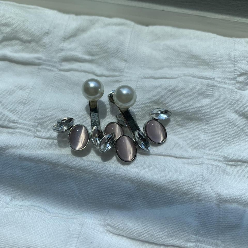 Pink and pearl stud earrings